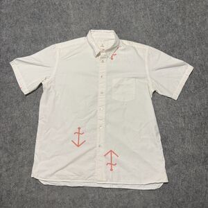 La Paz Alegre Shirt Size L White Coral Anchor Design Embroidered Portugal Made